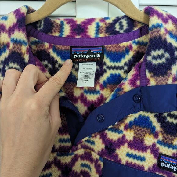 Vintage Patagonia Synchilla Aberdeen Butterfly  Purple Snap T Pullover Medium - Picture 6 of 6